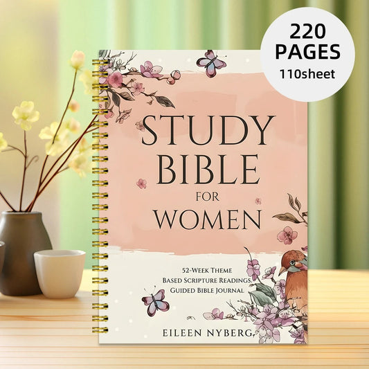 Women Bible Study Journal 220 Pages 52 Week Themed Scripture Readings Guided Devotional Faith Planner