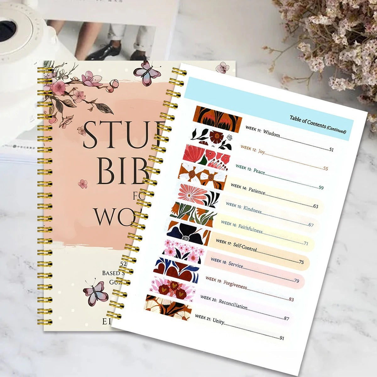 Women Bible Study Journal 220 Pages 52 Week Themed Scripture Readings Guided Devotional Faith Planner