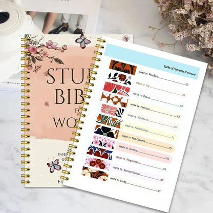Women Bible Study Journal 220 Pages 52 Week Themed Scripture Readings Guided Devotional Faith Planner
