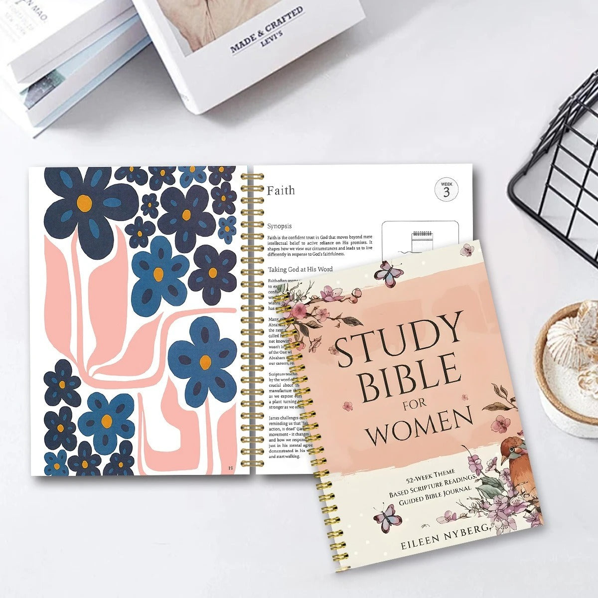 Women Bible Study Journal 220 Pages 52 Week Themed Scripture Readings Guided Devotional Faith Planner